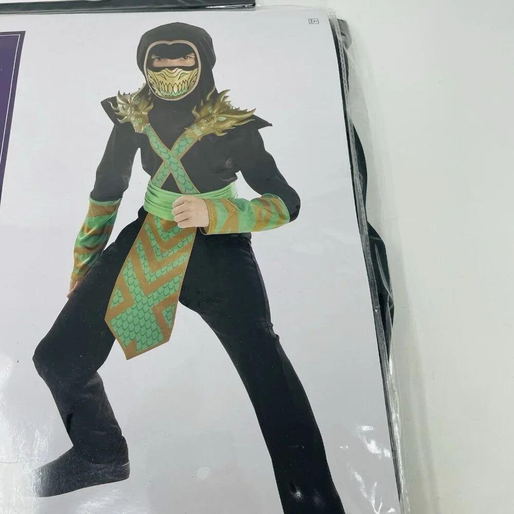 Dragon Ninja Youth Child Boys Size Medium 8-10 Halloween Dress Up Costume Black - Picture 4 of 7